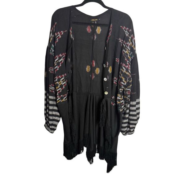 Erika Pena Boho Balloon Sleeve Fringe Shacket One Size - Picture 1 of 6